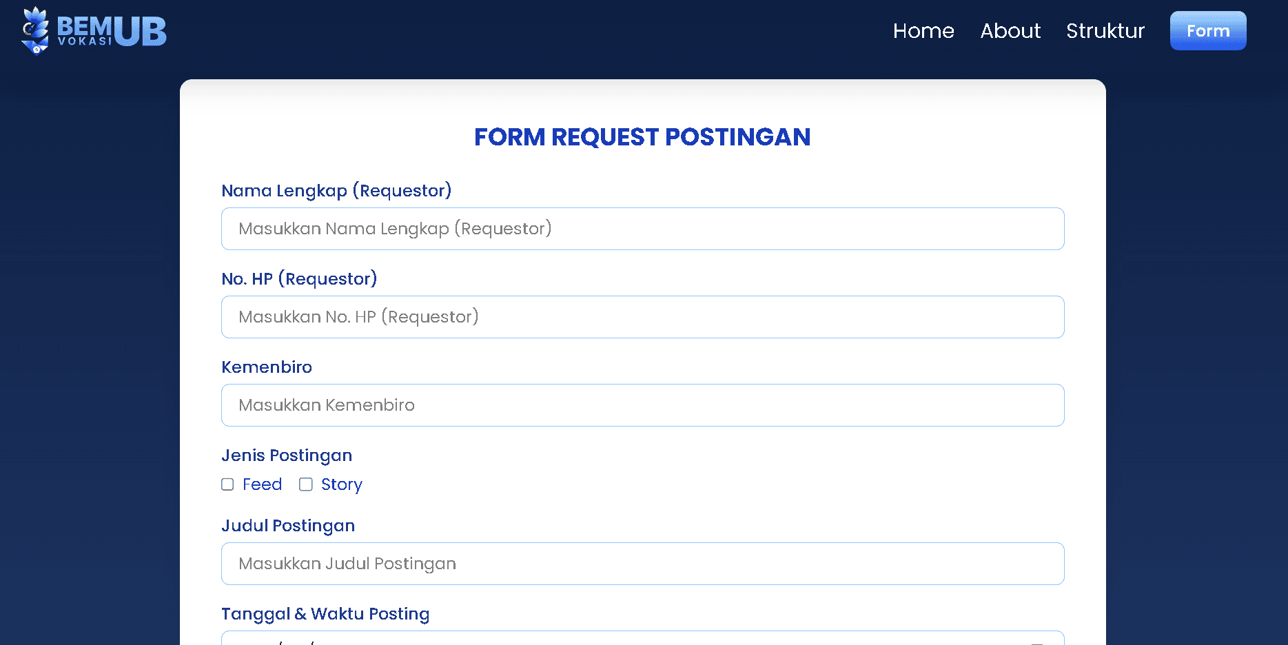 BEM Vokasi UB 2025 Editing order flow: the Kominfo content request system