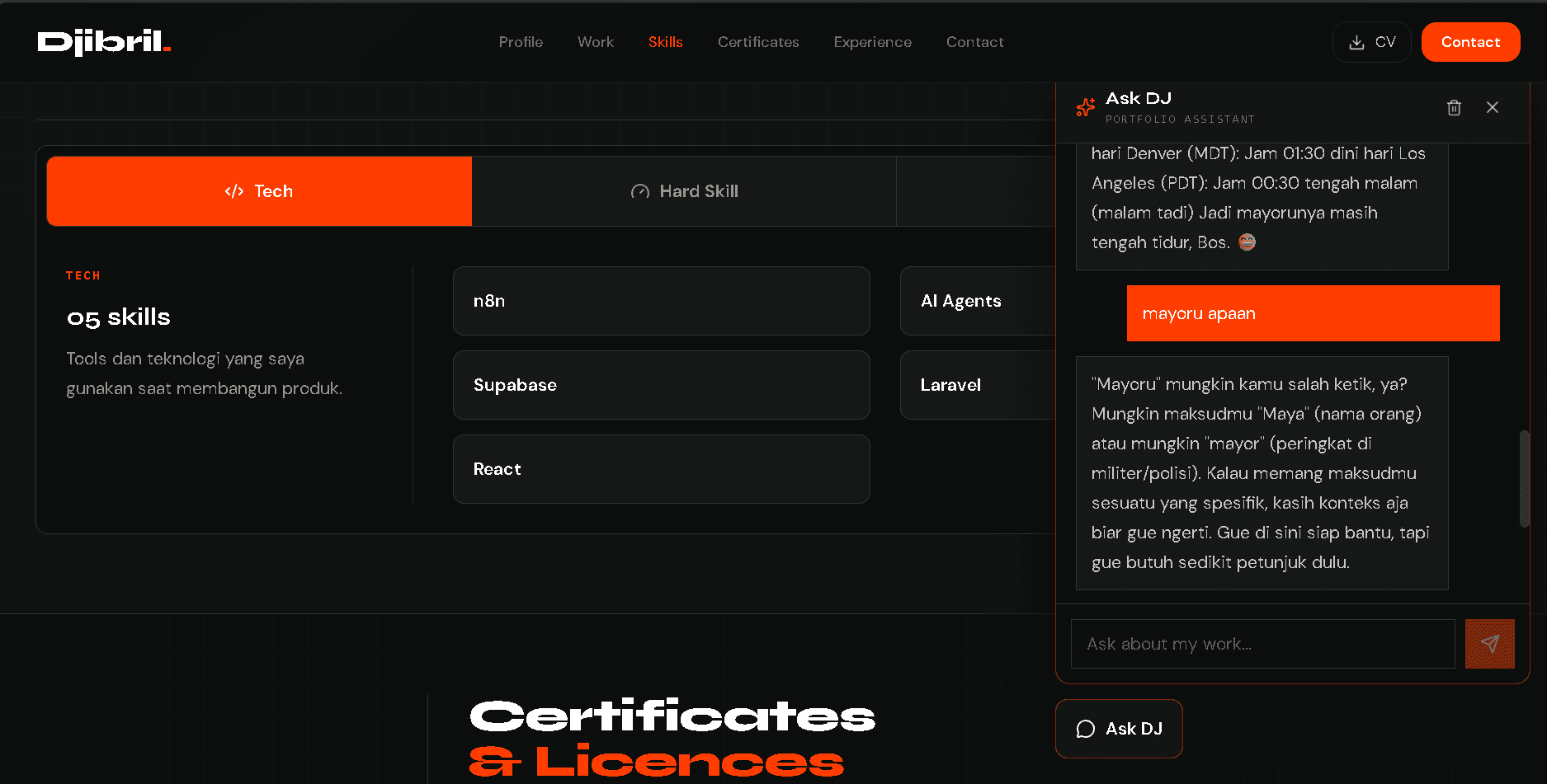 Djibril Rangga Deja Skills and credentials: tools, certificates, and experience