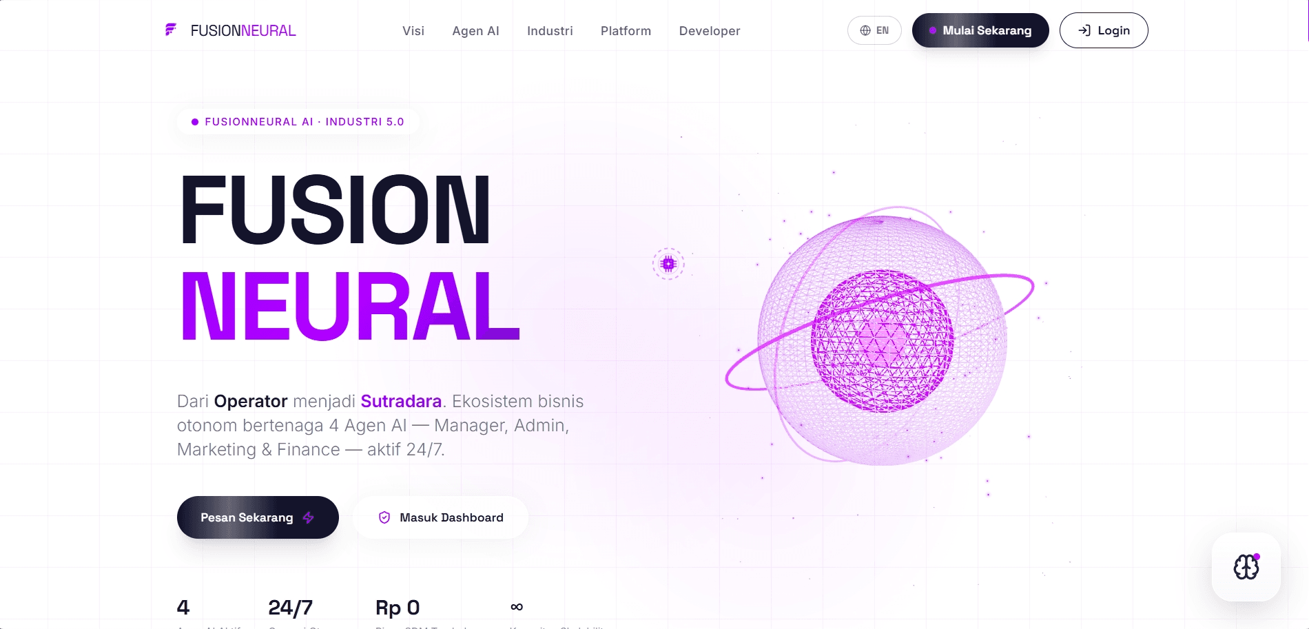 Fusion Neural (AI Backend Orchestrator) website project by Dignify